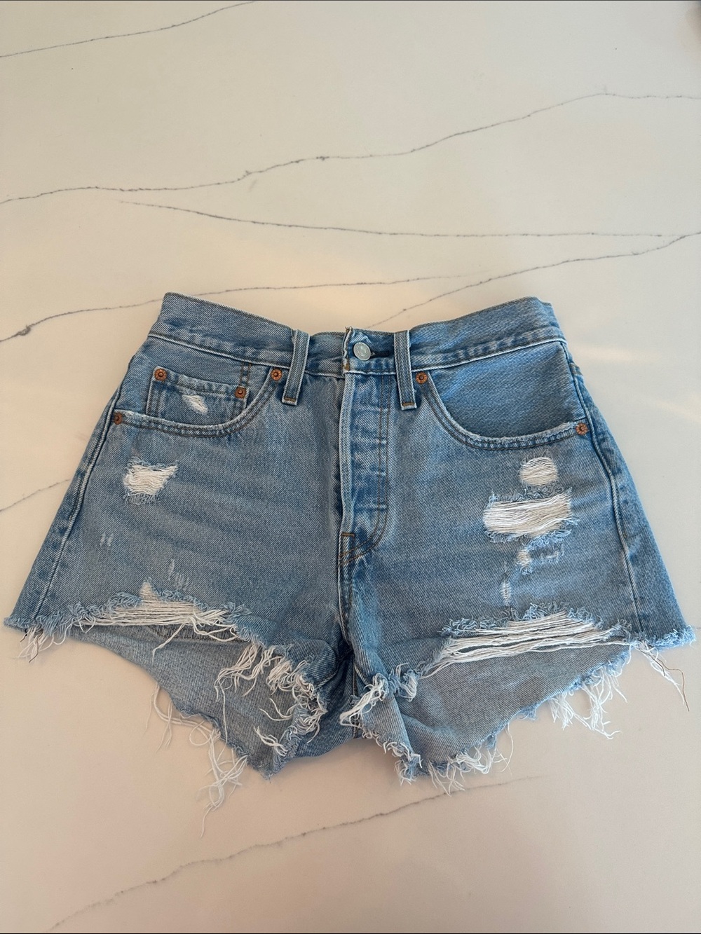 Women’s Levi’s 501 distressed cut-off jean shorts